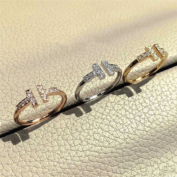 light luxury tiffay ring double t opening full diamond sterling silver plating 18k rose gold type lovers precision
light luxury tiffay ring double t opening full diamond sterling silver plating 18k rose gold type lovers precision