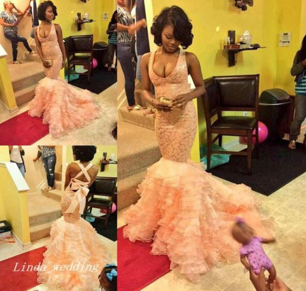 2019 mermaid prom dress halter ruffles organza lace long african special occasion dress formal evening party dre9007692, Black
2019 mermaid prom dress halter ruffles organza lace long african special occasion dress formal evening party dre9007692, Black