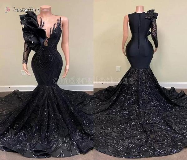 2022 long elegant evening dresses mermaid style single long sleeve black sequin applique african girl gala prom party gown b04369764, Black;red
2022 long elegant evening dresses mermaid style single long sleeve black sequin applique african girl gala prom party gown b04369764, Black;red