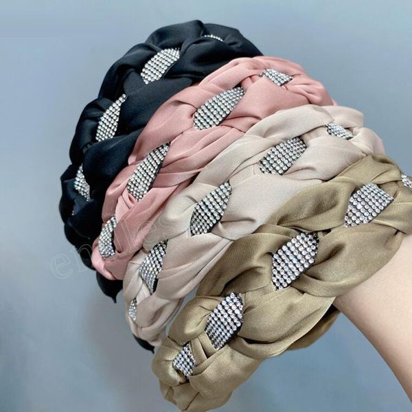 fashion hairband for women wide side braided turban rhinestone headwear for hair accessories, Silver
fashion hairband for women wide side braided turban rhinestone headwear for hair accessories, Silver