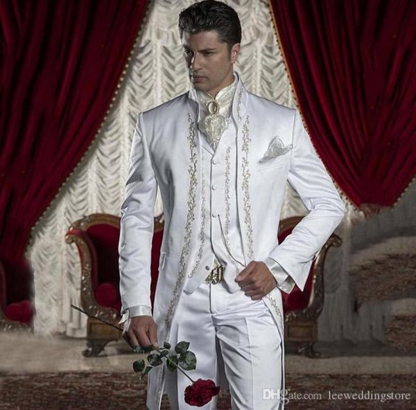 white floral pattern embroidery men suits tailcoat italia style wedding suits tailored tuxedo groom wear slim fit formal evening d1168497, Black;gray
white floral pattern embroidery men suits tailcoat italia style wedding suits tailored tuxedo groom wear slim fit formal evening d1168497, Black;gray