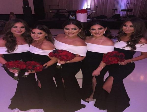 black and white off shoulder bridesmaid dresses 2017 mermaid with split maid of honor gowns plus size wedding guest formal dresses7463122, White;pink
black and white off shoulder bridesmaid dresses 2017 mermaid with split maid of honor gowns plus size wedding guest formal dresses7463122, White;pink