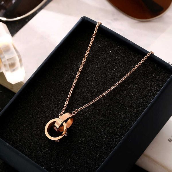 original designer double ring necklace for women with matching titanium steel non fading collarbone chain japanese and korean temperament sh, Silver
original designer double ring necklace for women with matching titanium steel non fading collarbone chain japanese and korean temperament sh, Silver