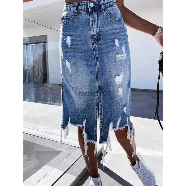 2023 summer denim skirts for women high wasit leisure temperament women's streetwear collage hole denim aline skirt l230621, Black
2023 summer denim skirts for women high wasit leisure temperament women's streetwear collage hole denim aline skirt l230621, Black