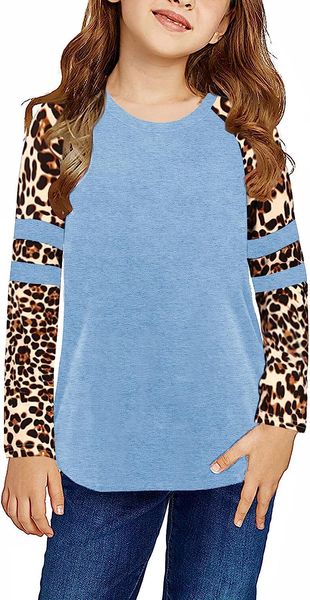 fashion leopard tunic for girls, soft t-shirts with long sleeves and color block, size 4-15 years, Blue
fashion leopard tunic for girls, soft t-shirts with long sleeves and color block, size 4-15 years, Blue