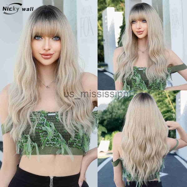 cosplay wigs long wavy synthetic wig with bangs dark roots ombre ash blonde wigs for women natural wig heat resistant fake hair daily use x0, Black
cosplay wigs long wavy synthetic wig with bangs dark roots ombre ash blonde wigs for women natural wig heat resistant fake hair daily use x0, Black