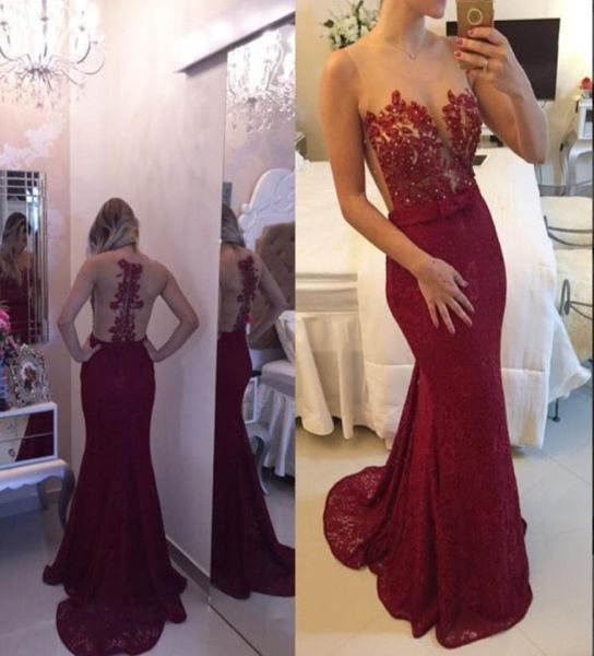 2019 illusion sheer neck evening prom gowns dark red lace long formal party dresses open back sweep train plus size 5848255, Black
2019 illusion sheer neck evening prom gowns dark red lace long formal party dresses open back sweep train plus size 5848255, Black