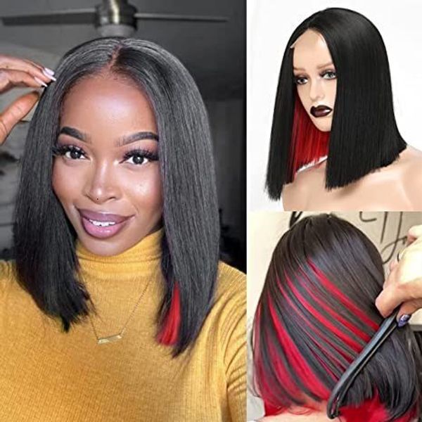 synthetic s red highlight bob short straight for black women peekaboo lace front 230629
synthetic s red highlight bob short straight for black women peekaboo lace front 230629
