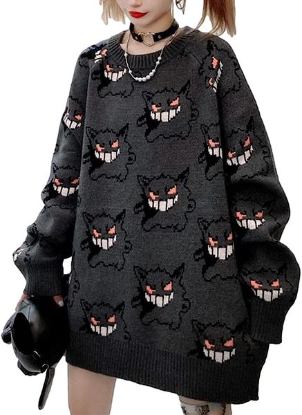 womens devil oversized sweater batwing long sleeve sweaters casual bf harajuku gothic loose knit pullover jumper, White;black
womens devil oversized sweater batwing long sleeve sweaters casual bf harajuku gothic loose knit pullover jumper, White;black