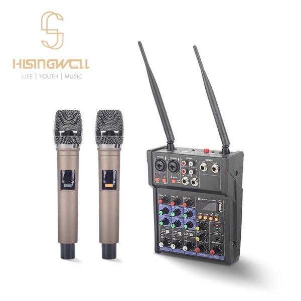 dresses hisingwell audio dj mixer 4 channels console with uhf wireless microphone sound mixing bluetooth 48v phantom power , studio., White;black
dresses hisingwell audio dj mixer 4 channels console with uhf wireless microphone sound mixing bluetooth 48v phantom power , studio., White;black
