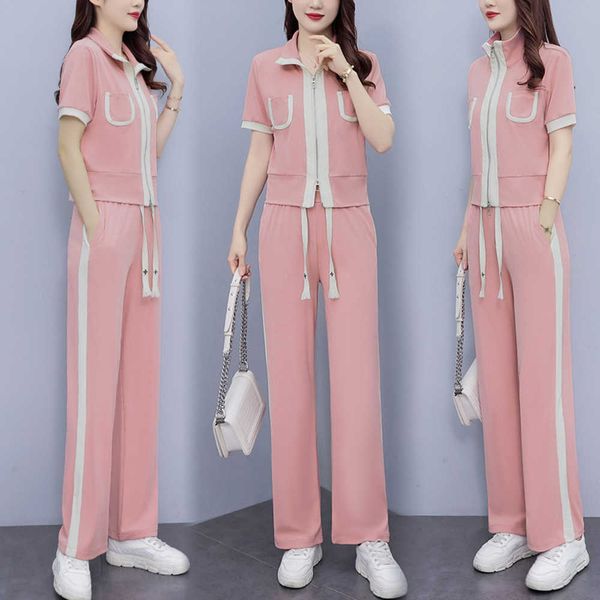 sportswear women's 2023 summer elegant foreigner fashion short sleeve solid tie wide pants two piece set jogging suits ladies tracksuit, Gray
sportswear women's 2023 summer elegant foreigner fashion short sleeve solid tie wide pants two piece set jogging suits ladies tracksuit, Gray