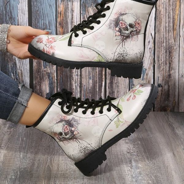 boots pmwrun british pu women s shoes fashion tooling large size printing autumn ladies high skull pattern women 230628, Black
boots pmwrun british pu women s shoes fashion tooling large size printing autumn ladies high skull pattern women 230628, Black