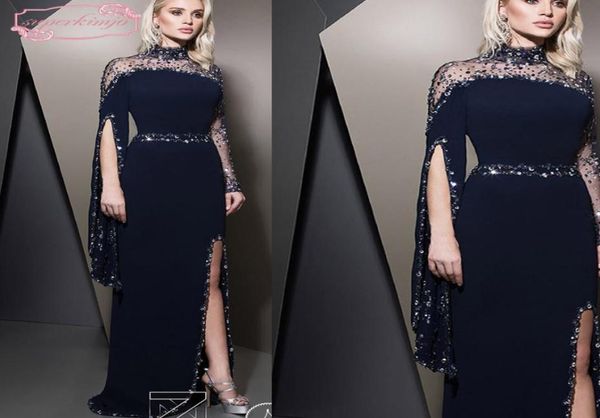 ziad nakad navy blue evening dresses high neck beading sequins long sleeve sheath side slit floor length long evening gowns5365229, Black;red
ziad nakad navy blue evening dresses high neck beading sequins long sleeve sheath side slit floor length long evening gowns5365229, Black;red