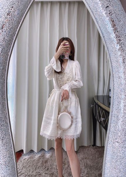 auto self portrait lace panel beige long sleeve doll lapel small loose fit dress, Black;gray
auto self portrait lace panel beige long sleeve doll lapel small loose fit dress, Black;gray