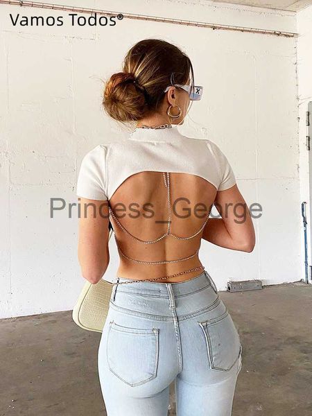 party dresses white t shirts for women asymmetrical backless y2k aesthetic clothes short sleeves e girl streetwear tees with chain x0629, White;black
party dresses white t shirts for women asymmetrical backless y2k aesthetic clothes short sleeves e girl streetwear tees with chain x0629, White;black