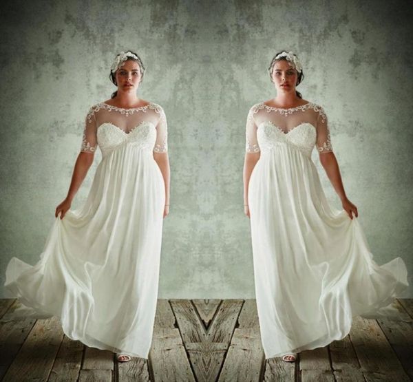 2020 new plus size wedding dresses with half sleeves sheer jewel neck a line lace appliqued bridal gowns chiffon empire waist wedd6663326, White
2020 new plus size wedding dresses with half sleeves sheer jewel neck a line lace appliqued bridal gowns chiffon empire waist wedd6663326, White