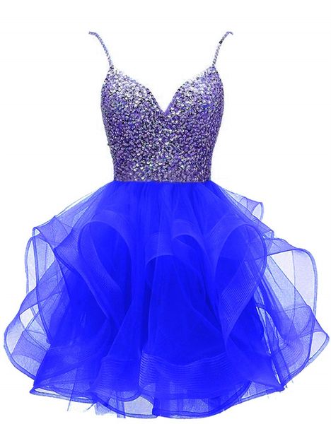 short homecoming dresses spaghetti sequins beading deep v-neck tulle ball gown party gowns princess plus size mini birthday prom graudation, Blue;pink
short homecoming dresses spaghetti sequins beading deep v-neck tulle ball gown party gowns princess plus size mini birthday prom graudation, Blue;pink