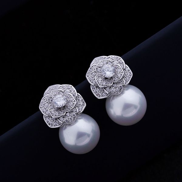 luxury natural white pearl camellia flower stud earrings delicate shiny white austrian crystal flower ball pearl earring for women bride wed, Golden;silver
luxury natural white pearl camellia flower stud earrings delicate shiny white austrian crystal flower ball pearl earring for women bride wed, Golden;silver