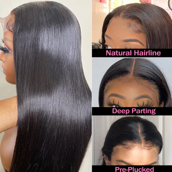 straight lace front human hair wigs hd for black women pre plucked natural color lace closure wig, Black;brown
straight lace front human hair wigs hd for black women pre plucked natural color lace closure wig, Black;brown