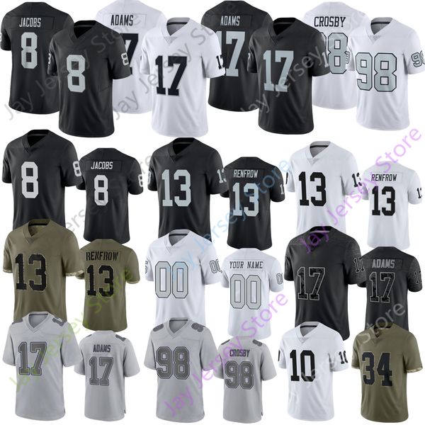 

custom football jersey josh jacobs jimmy garoppolo ken stabler hunter renfrow jim plunkett davante adams charles woodson marcus allen tatum, Black;red