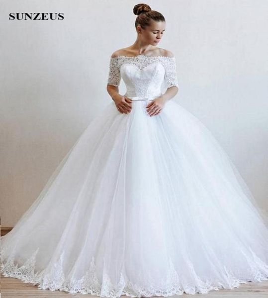bateau neckline off shoulder half sleeve bride dresses lace bodice ball gown long tulle wedding dress white bridal gowns women9010360
bateau neckline off shoulder half sleeve bride dresses lace bodice ball gown long tulle wedding dress white bridal gowns women9010360