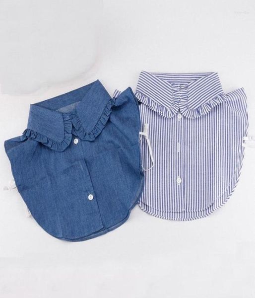bow ties 2022 women cotton striped denim cardigan basic fake collar ruffles half shirt lady peter pan detachable false blouse 3728661, Black;gray
bow ties 2022 women cotton striped denim cardigan basic fake collar ruffles half shirt lady peter pan detachable false blouse 3728661, Black;gray