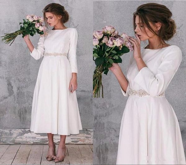 2019 elegant long sleeve wedding dresses vintage a line tea length gorgeous simple bridal gowns robe de mariage plus size wedding 6502330, White
2019 elegant long sleeve wedding dresses vintage a line tea length gorgeous simple bridal gowns robe de mariage plus size wedding 6502330, White