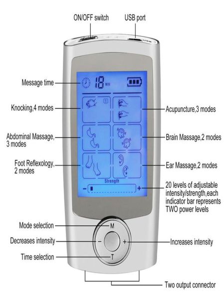 16 modes health care body massager dual tens machine digital electrical therapy acupuncture massageador stimulator device3264141
16 modes health care body massager dual tens machine digital electrical therapy acupuncture massageador stimulator device3264141