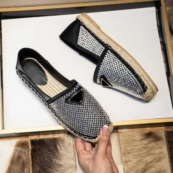 luxury triangle straw shoes women logo p espadrilles crystal embellished loafer sapatos summer slip on flat beach slides diamond rhinestone, Black
luxury triangle straw shoes women logo p espadrilles crystal embellished loafer sapatos summer slip on flat beach slides diamond rhinestone, Black