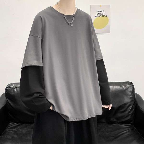 men's t shirts hip hop streetwear 2023 spring autumn fashion oversized fake two pieces tshirt long sleeve casual t shirt cotton tees 23, White;black
men's t shirts hip hop streetwear 2023 spring autumn fashion oversized fake two pieces tshirt long sleeve casual t shirt cotton tees 23, White;black