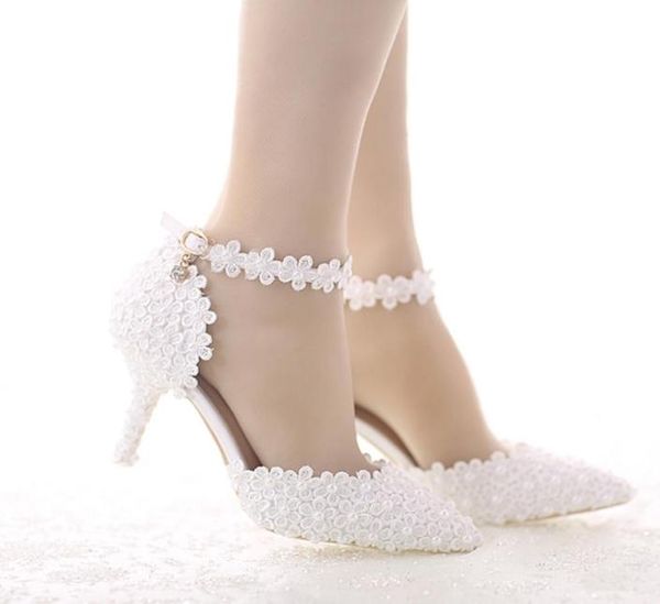 white lace flower bride dress shoes pointed toe stiletto middle heel wedding party shoes with ankle strap bridesmaid pumps1569097, Black
white lace flower bride dress shoes pointed toe stiletto middle heel wedding party shoes with ankle strap bridesmaid pumps1569097, Black