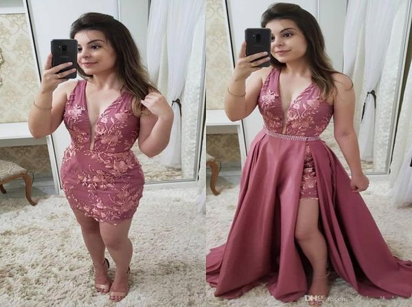 2019 dusty rose detachable train prom dresses v neck sleeveless plus size lace applique beaded cocktail dress3783359, Black
2019 dusty rose detachable train prom dresses v neck sleeveless plus size lace applique beaded cocktail dress3783359, Black