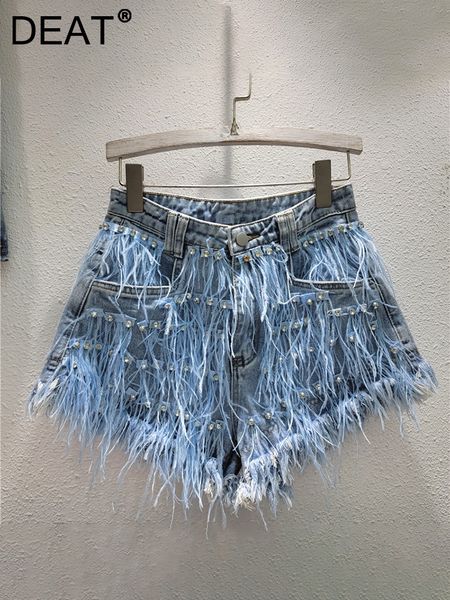 women's shorts deat streetwear trend feather diamond tassel designer splice denim women high waist versatile jeans 2023 summer 11xx3476, White;black
women's shorts deat streetwear trend feather diamond tassel designer splice denim women high waist versatile jeans 2023 summer 11xx3476, White;black