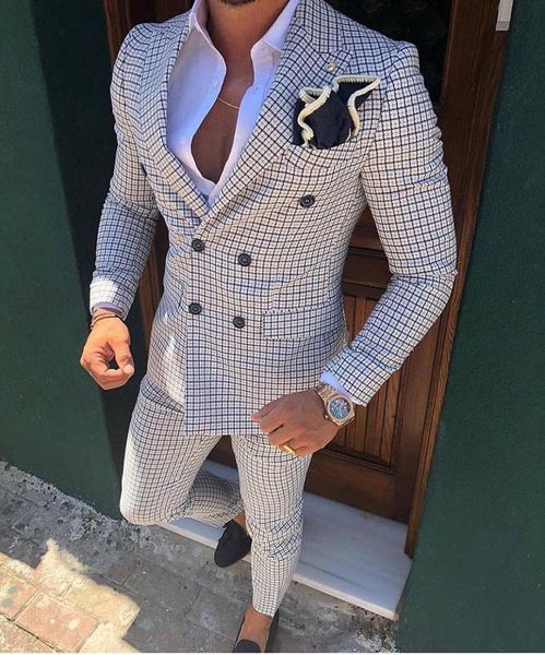 new handsome men two pieces plaid men suits slim fit double breasted groomsmen man suit mens formal wedding suits jacketpan3093254, Black;gray
new handsome men two pieces plaid men suits slim fit double breasted groomsmen man suit mens formal wedding suits jacketpan3093254, Black;gray