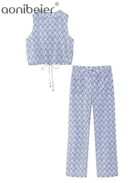 women's tracksuits aonibeier y2k blue printed women long pants suits traf 2023 summer with bow tied sleeveless tanks crop female 2 piec, Gray
women's tracksuits aonibeier y2k blue printed women long pants suits traf 2023 summer with bow tied sleeveless tanks crop female 2 piec, Gray