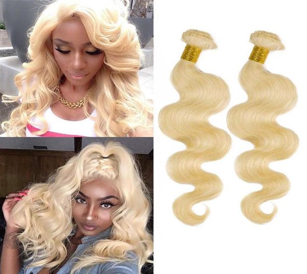 brazilian peruvian indian malaysian mongolian human hair extensions 1030inch 2 bundles 613blonde body wave virgin hair wefts 6137242870, Black