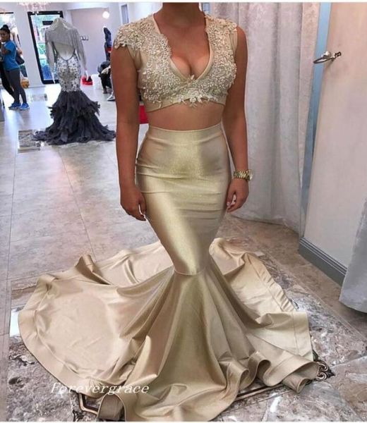 v neck champagne gold two piece mermaid long prom dress beaded lace satin women formal evening party gown custom made plus size1360312, Black
v neck champagne gold two piece mermaid long prom dress beaded lace satin women formal evening party gown custom made plus size1360312, Black