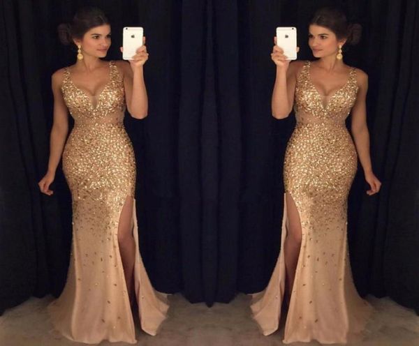 gold beaded crystals tulle long mermaid prom dresses v neck formal party gowns high side slit celebrity evening dress vestido3075681, Black
gold beaded crystals tulle long mermaid prom dresses v neck formal party gowns high side slit celebrity evening dress vestido3075681, Black