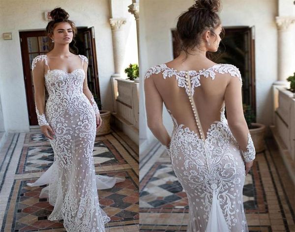 2019 new berta wedding dresses mermaid sweetheart long sleeves lace appliqued pearls sweep train wedding bridal gown custom made b1648443, White
2019 new berta wedding dresses mermaid sweetheart long sleeves lace appliqued pearls sweep train wedding bridal gown custom made b1648443, White