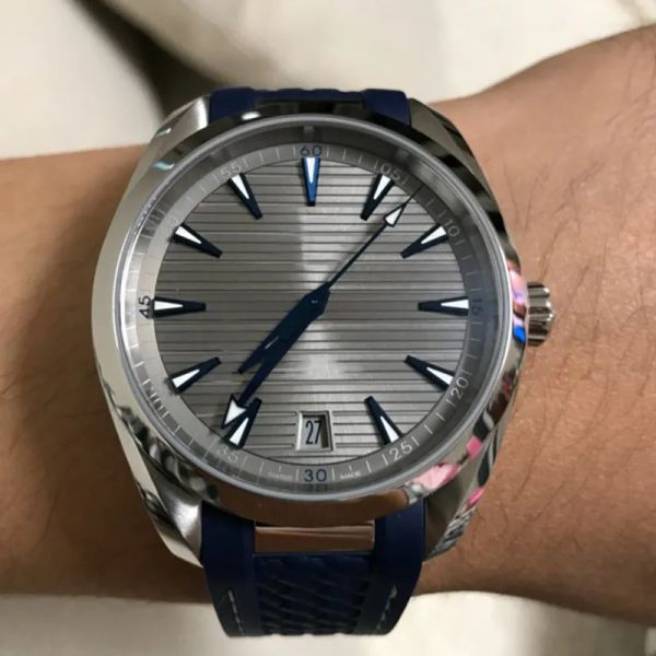41mm rubber strap automatic aqua terra 150m blue/white/black dial case automatic mechanical sapphire mirror men's watches ship, Slivery;brown
41mm rubber strap automatic aqua terra 150m blue/white/black dial case automatic mechanical sapphire mirror men's watches ship, Slivery;brown