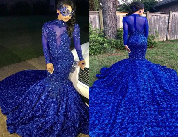 2019 new elegant royal blue long sleeves lace mermaid prom dresses tulle applique beaded 3d floral floor length evening party dres8129615, Black
2019 new elegant royal blue long sleeves lace mermaid prom dresses tulle applique beaded 3d floral floor length evening party dres8129615, Black