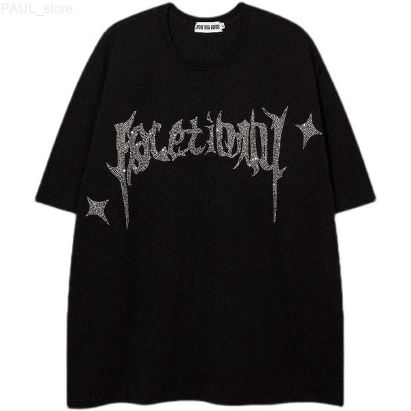 men's t-shirts y2k t shirt hip hop diamond letters oversized men women 2023 new harajuku fashion loose short sleeved shirt streetwear, White;black
men's t-shirts y2k t shirt hip hop diamond letters oversized men women 2023 new harajuku fashion loose short sleeved shirt streetwear, White;black