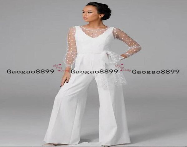 modest white stain women wedding dress jumpsuit sheer long sleeves abiye bride wedding gowns with pant suit deane lita4129810
modest white stain women wedding dress jumpsuit sheer long sleeves abiye bride wedding gowns with pant suit deane lita4129810