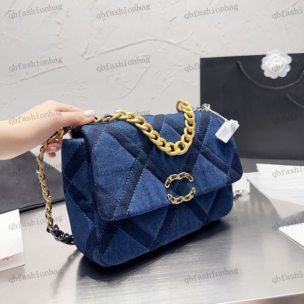 designer women classic denim bag flap flap sewn embroidery hardware metal twist buckle gold and silver double chain 19 crossbody bag chain h
designer women classic denim bag flap flap sewn embroidery hardware metal twist buckle gold and silver double chain 19 crossbody bag chain h