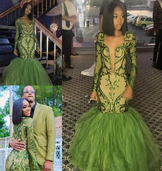 olive green black girl mermaid prom dresses long sleeves sheer plunging neck plus size evening gowns sequined floor length lace fo4091206
olive green black girl mermaid prom dresses long sleeves sheer plunging neck plus size evening gowns sequined floor length lace fo4091206