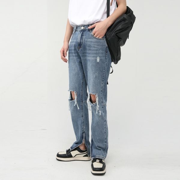 men s jeans four seasons mid waist straight hole zipper design slim casual pants 230629, Blue
men s jeans four seasons mid waist straight hole zipper design slim casual pants 230629, Blue