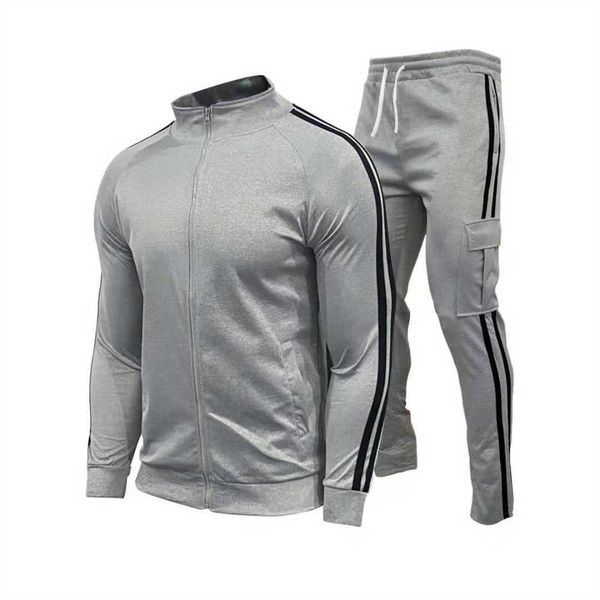 2023 new trendy men's outdoor running leisure striped contrast fitness and sports set tracksuit jogging suits men fashion mens tracksui, Gray
2023 new trendy men's outdoor running leisure striped contrast fitness and sports set tracksuit jogging suits men fashion mens tracksui, Gray
