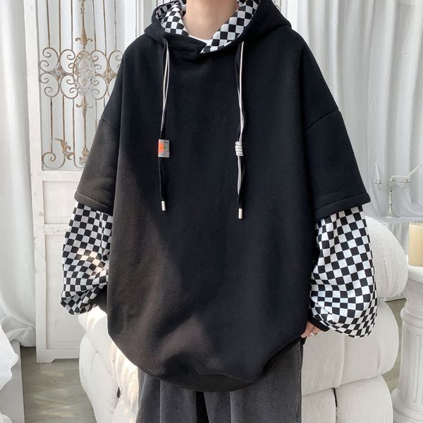 men s polos patchwork hooded sweatshirt checkerboard sleeve fake two piece hoodie loose hiphop pullover autumn black 230629, White;black
men s polos patchwork hooded sweatshirt checkerboard sleeve fake two piece hoodie loose hiphop pullover autumn black 230629, White;black