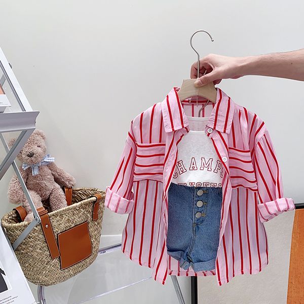 clothing sets melario childrens suit 2023 summer fashion korean girls striped long sleeved shirt vest trousers three pieces set clothes 2306, White
clothing sets melario childrens suit 2023 summer fashion korean girls striped long sleeved shirt vest trousers three pieces set clothes 2306, White