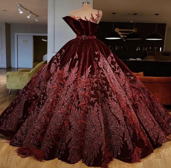 luxury burgundy prom dresses with beads sequins floor length lace appliqued feather evening dress 2019 velvet party gowns receptio8246585, Black;red
luxury burgundy prom dresses with beads sequins floor length lace appliqued feather evening dress 2019 velvet party gowns receptio8246585, Black;red